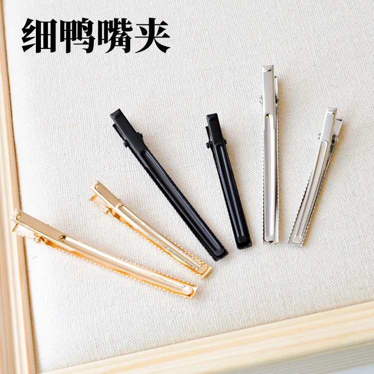 Gold Thin Duckbill Clip, Square Clip, 6cm Bow Handmade Material, DIY Jewelry Plain Clip Accessories Gold Thin Duckbill Clip, Square Clip, 6cm Bow Handmade Material, DIY Jewelry Plain Clip Accessories
