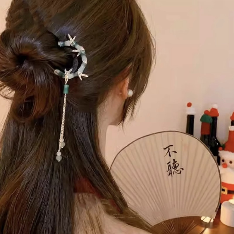 Horquilla en forma de U de alta calidad para mujer 2025 nuevo estilo tocado borla horquilla balanceándose en la parte posterior de la cabeza artefacto del cabello accesorios para el cabello