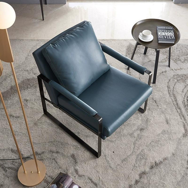 Sofá de cuero italiano industrial de viento retro retro nórdico respaldo balcón dormitorio silla de trago