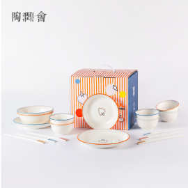 现货缤纷餐具套装碗盘釉下彩陶瓷碗高颜值家用可爱