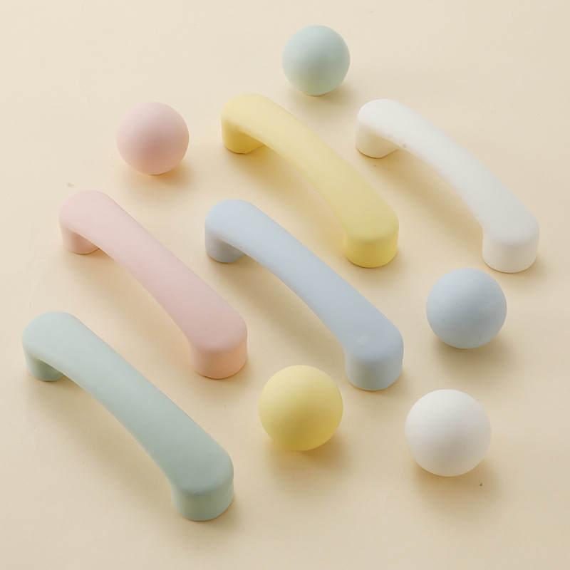 Macaron color round handle children's room wardrobe door cabinet…