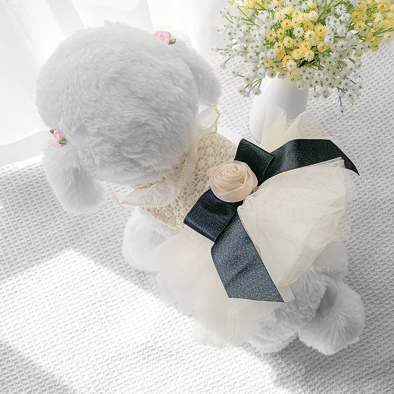 여름 통기성 귀여운 고양이 공주 여름 스커트 개 옷 쓴 곰 테디 애완 동물 결혼식 원피스