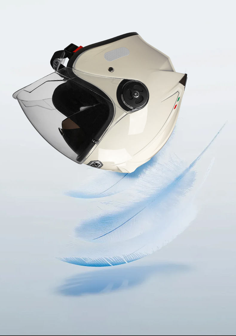 Anshun new national standard 3C helmet A2 double lens half helmet autumn and winter warm motorcycle electric car helmet hat