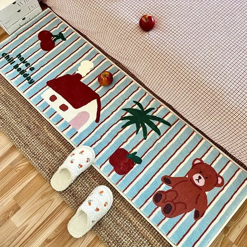 Cross-Border Temu Japanese and Korean Best-Selling Cartoon Imitation Cashmere Floor Mats Bathroom Absorbent Foot Mats Bedroom Skin-Friendly Bedside Blankets Wholesale