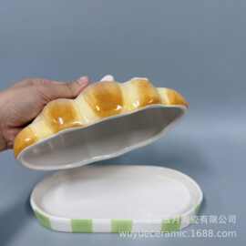 亚马逊热销浮雕陶瓷黄油切割储存盒牛油乳酪防打滑分装黄油收纳盒