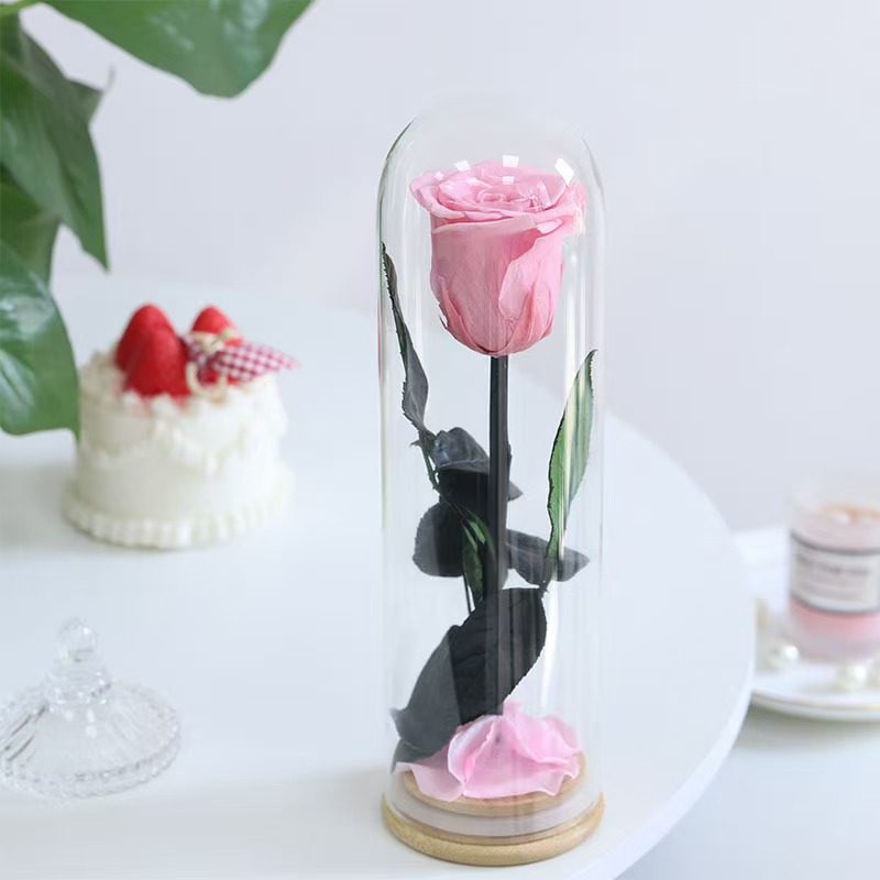 Mayorista rosa inmortalidad día de San Valentín cubierta de vidrio bambú fondo decoración del pequeño príncipe día de San Valentín una rama de rosa inmortalidad