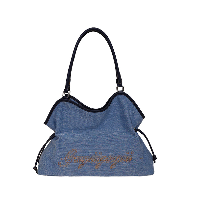 2026 nueva moda denim transfronteriza, bolsa de gran capacidad, bolsa de hombro de viaje casual coreana, mujer