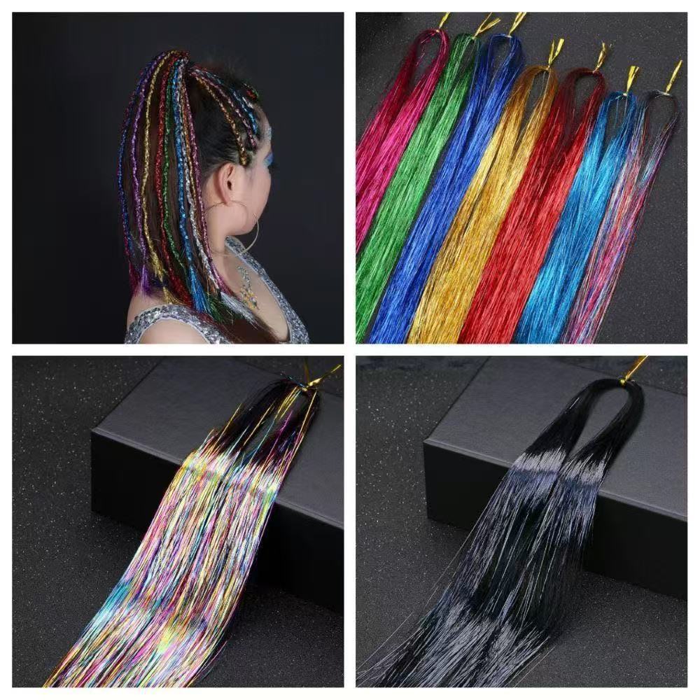 Las extensiones de cabello de alambre láser europeas y estadounidenses pelucas de color oro brillante extensiones de cabello de 120cm extensiones de cabello