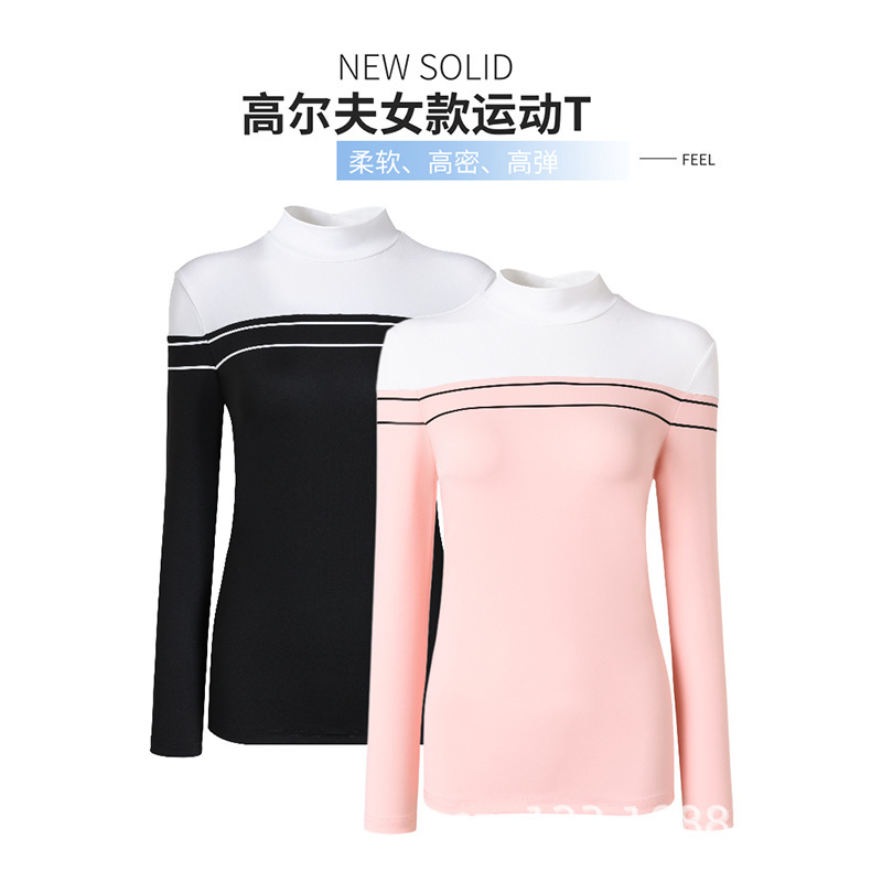 24 Spring and Autumn Golf Sports Women's Jersey High Elasticity Color-Block Quick-Drying Slim-Fit Long-Sleeve Warm T-Shirt High Elasticity Quick-Drying 24 Spring and Autumn Golf Sports Women's Jersey High Elasticity Color-Block Quick-Drying Slim-Fit Long-Sleeve Warm T-Shirt High Elasticity Quick-Drying