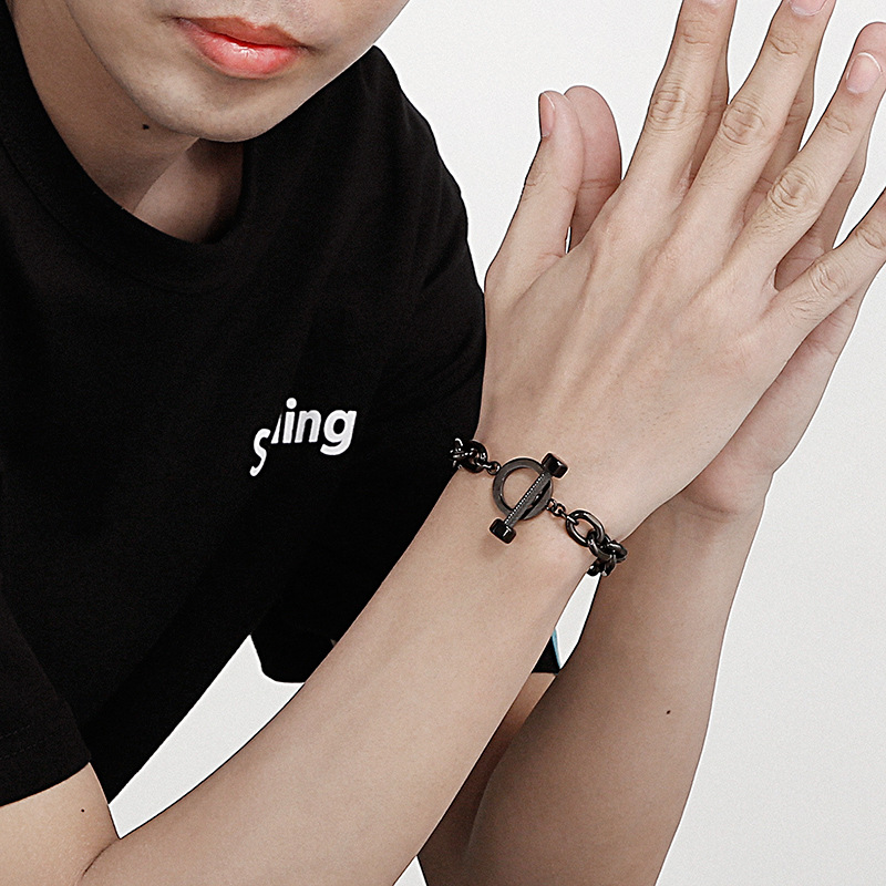 Geometric Pattern Men's Gender Punk Classic Style Streetwear Geometric Titanium Steel Plating 18K Gold Plated Vacuum Plating Men's Bracelets Men's Chain Bracelets