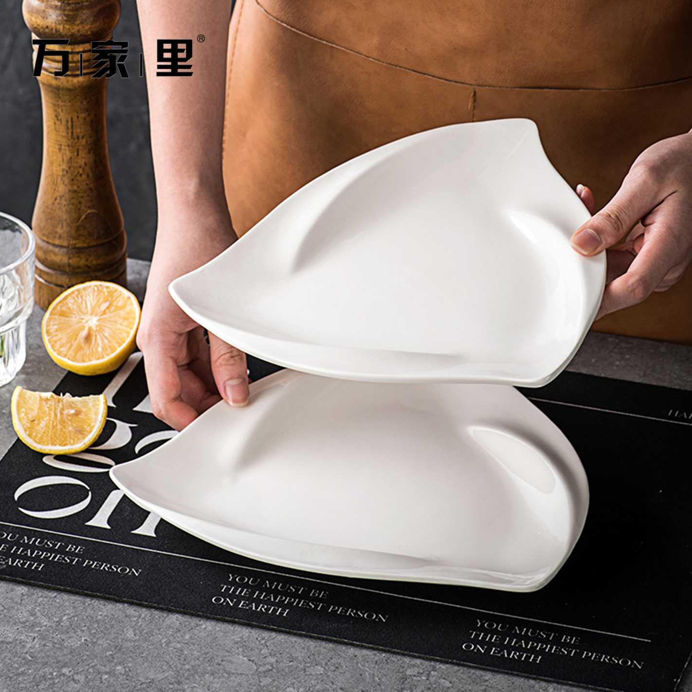 Platos de cerámica cubiertos triángulos creativos platos de platos especiales de platos caseros de platos