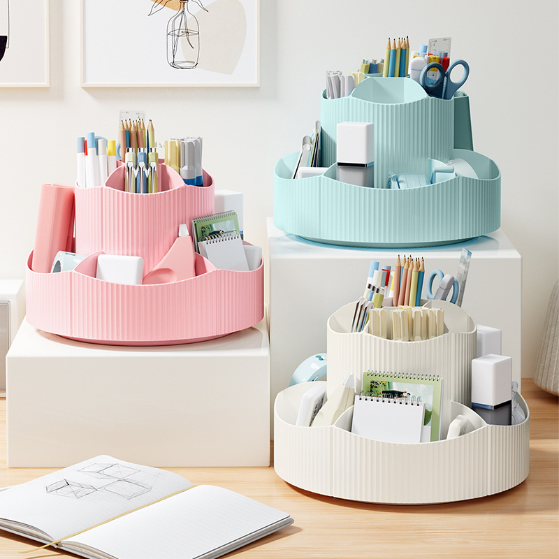 11 그리드 대용량 회전 펜 홀더 보관 상자 사무실 학생 데스크탑 편지지 보관 어린이 소녀 다기능