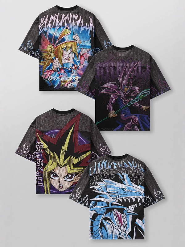 Youngla Joint Yu-Gi-Oh Men's Oversized T-Shirt Summer Gym Sports Leisure Fitness Short-Sleeved Top