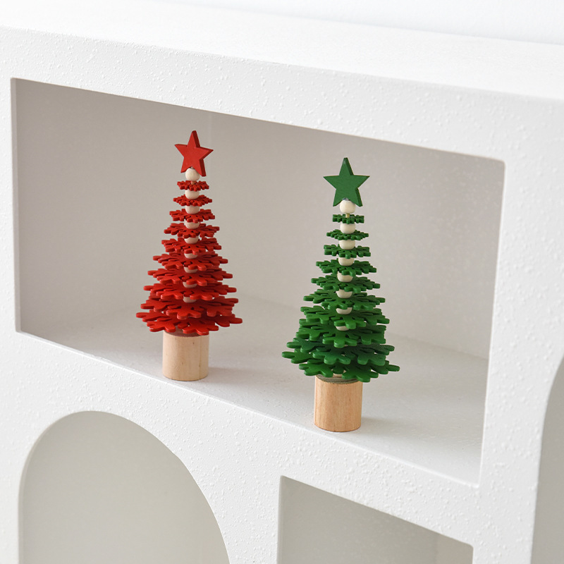 越境新品クリスマスツリー家庭用小型ミニデスクトップ置物木製五芒星クリスマスツリークリスマスプレゼント|undefined