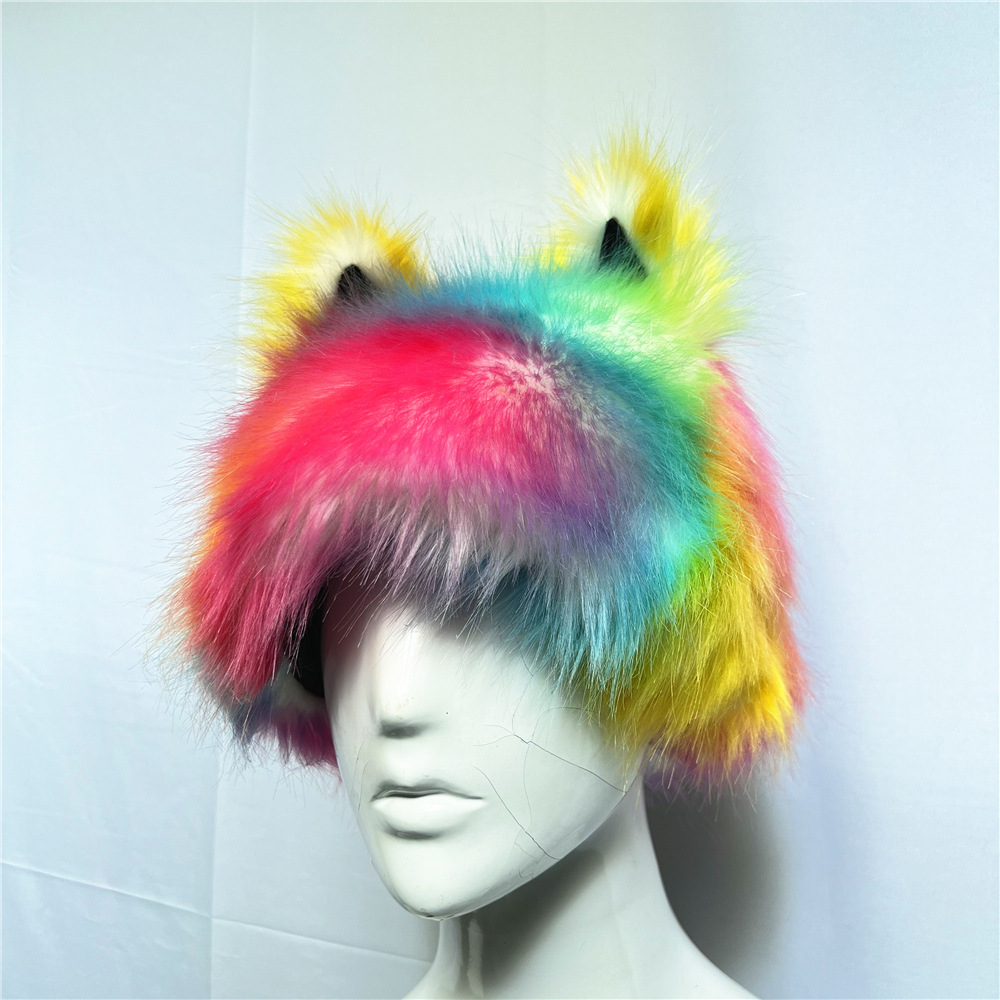 Women's Gender Exaggerated, Streetwear Style Eaveless Rim Women's Exaggerated Streetwear Animal Colorful Eaveless Wool Cap