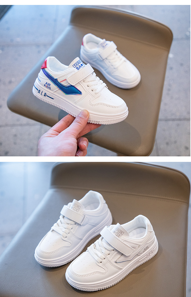 Petites chaussures blanches en cuir à semelle souple pour filles, chaussures de sport pour enfants, taille moyenne, nouvelle collection printemps et automne_voghion.com