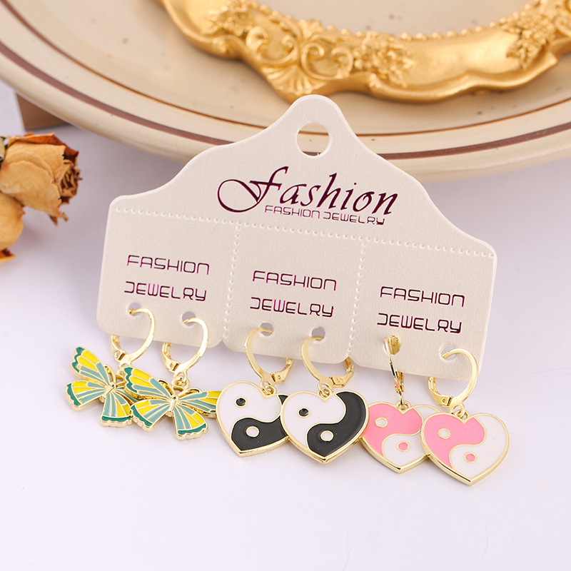 1 Set Fashion Flower Alloy Enamel Womenu0027S Dangling Earrings