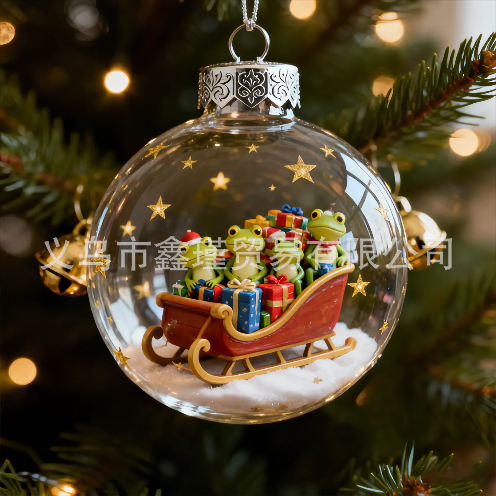 2026 transfronterizos nuevos adorables animales de Navidad 2D plano acrílico joyas colgantes de árbol de Navidad