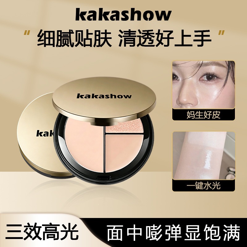 Kakashow Three-Color Clear Multi-Purpose Concealer Palette to Cover Spots, Acne Marks, and Dark Circles