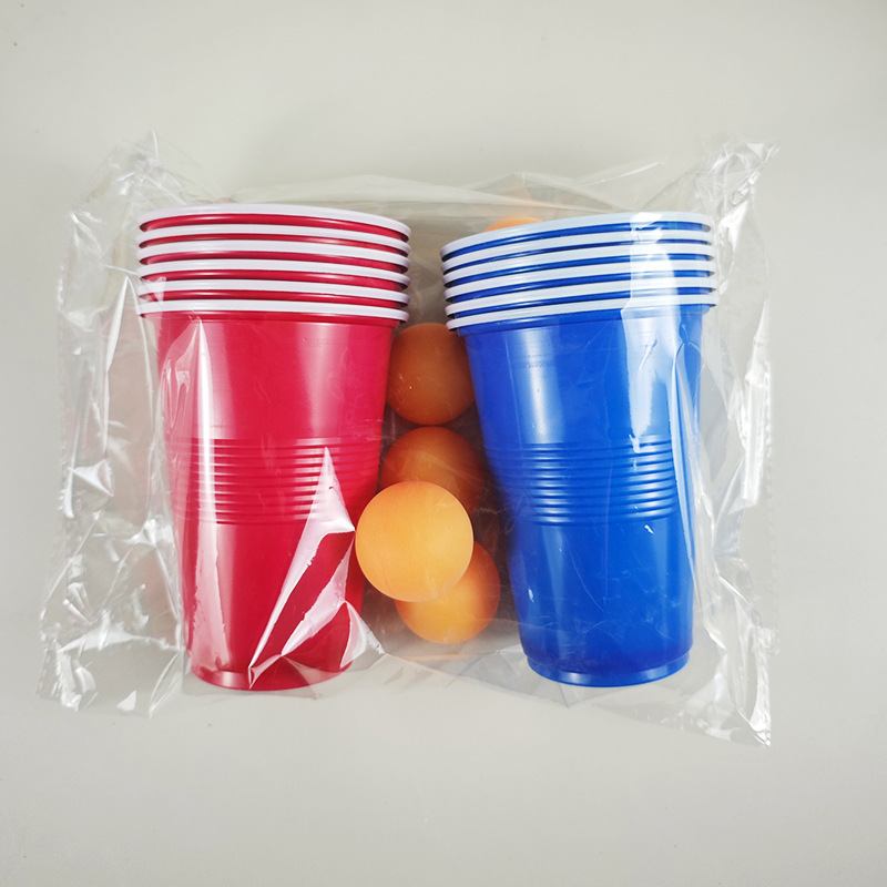 Copa de fiesta de tenis de mesa de cerveza americana Taza de plástico desechable 16oz Taza bicolor Taza Juego de fiesta Taza en solitario
