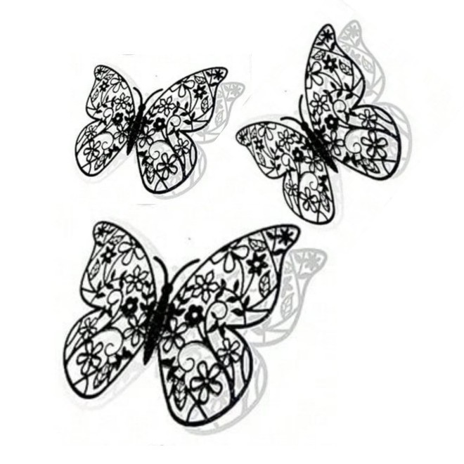 12 pegatinas doradas de mariposas huecas para pared, pegatinas de mariposas para decoración de paredes del hogar, pegatinas creativas de mariposas.