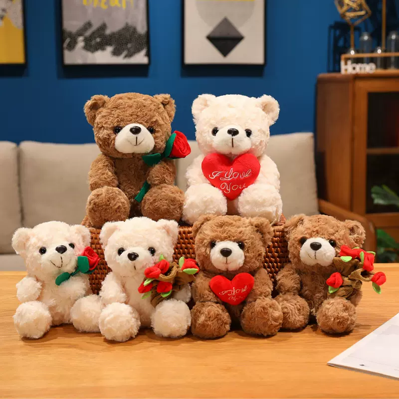 玫瑰花泰迪熊爱心小熊公仔玩偶毛绒玩具娃娃陪睡抱枕情人节礼物女