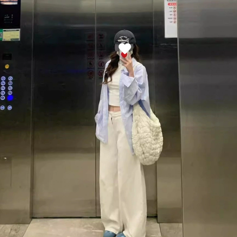 Blue spring shirt, design jacket, french style, trend of season, oversize