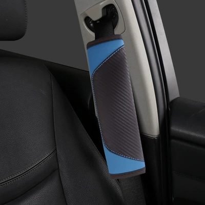 Seat belt shoulder pad Leather Embossed Car Seat Belt - blue-1