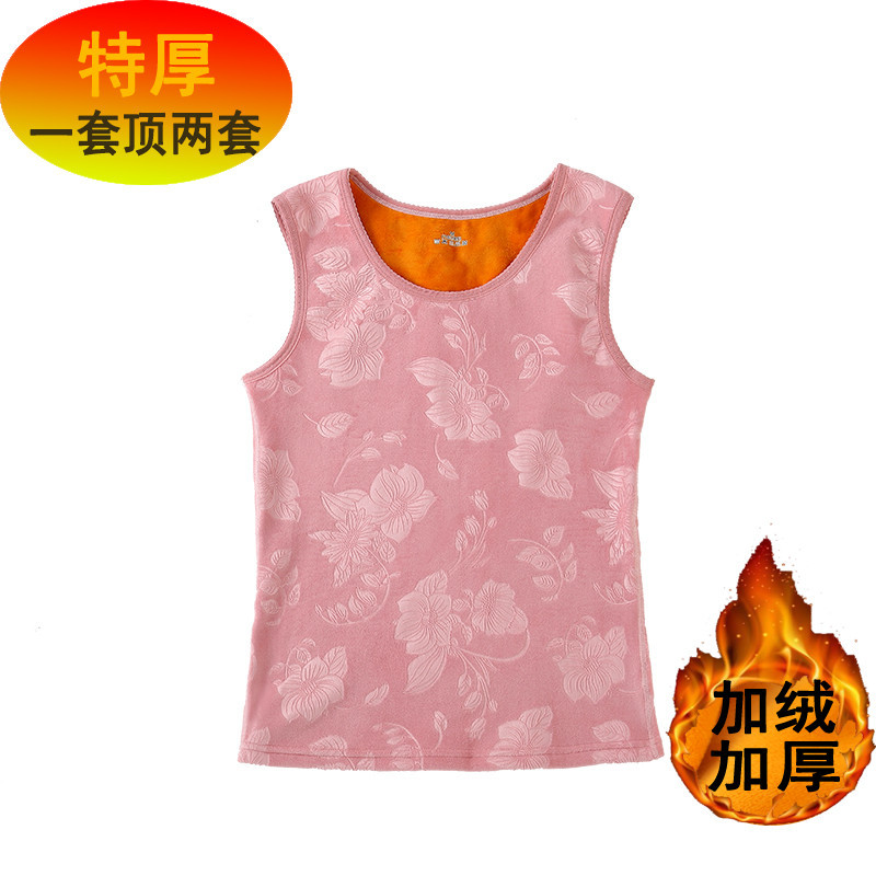 (2개) 중년 및 노인을위한 가을, 겨울 여성 열 조끼 양면 벨벳 플러스 벨벳 두꺼운 겨울 밀착 민소매 속옷 조끼