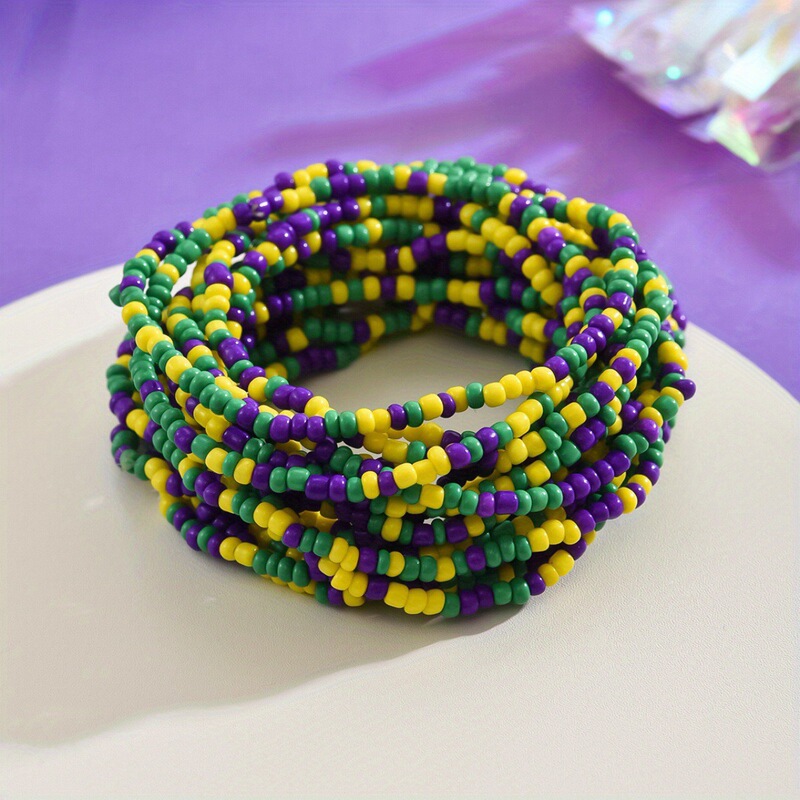 Cross-Border Carnival Mixed-Color Bracelet Festival Seed Bead Bracelet Dopamine Ethnic Style Jewelry Seed Bead Anklet
