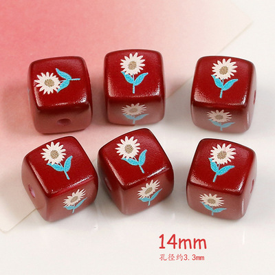 Dulces lindos dibujos animados amor cuadrado cuentas diy cadena de teléfono móvil hecha a mano accesorios de material de pulsera