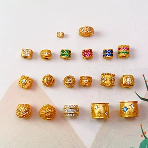 S925 Silver Gold-Plated Diamond Spacer Beads Spacer Barrel Bead Accessories Square Hamburger Bead Bracelet Bracelet DIY Necklace Accessories
