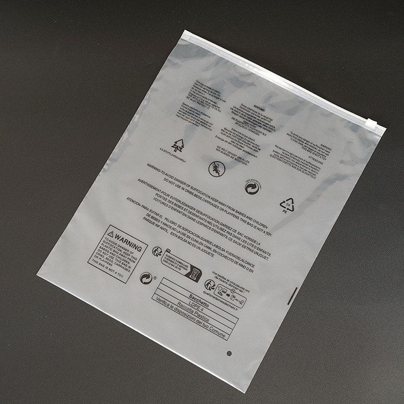 Bolsas con cremallera de advertencia en stock Temu transfronterizo ropa interior explosiva bolsa esmerilada transparente bolsa de embalaje de ropa al por mayor