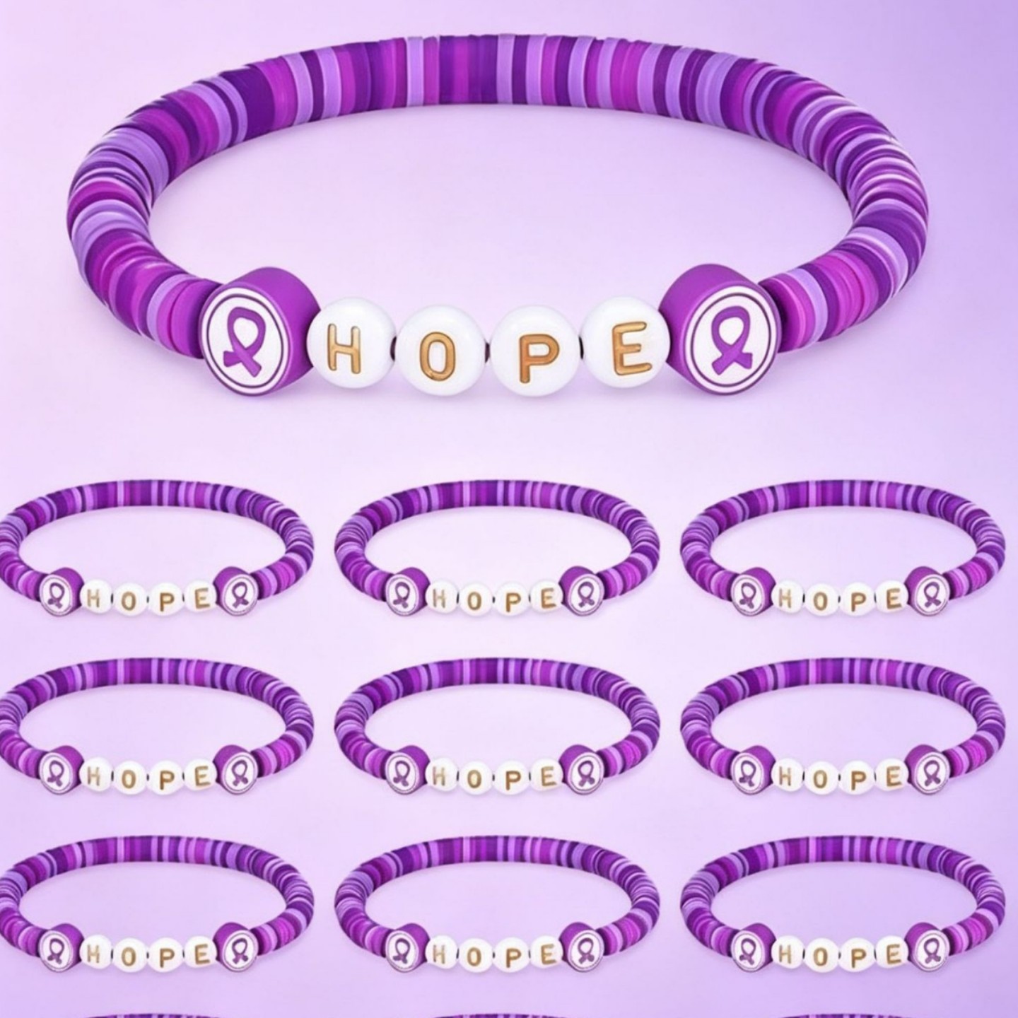 24-Piece Pink Ribbon Bracelet Set, Hope Awareness Promotion, Women's Health Bracelet Jewelry