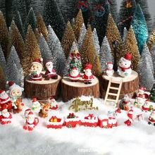 迷你圣诞老人雪人火车金银色圣诞树微景观烘培橱窗装饰素材小摆件
