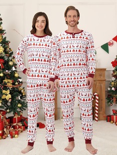 2025 Cross-Border New European and American Couple Matching Pajamas Family Matching Christmas Pajamas Set