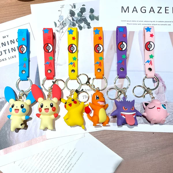 Baokemeng New Geng Ghost Car Keychain Cartoon Cute Meow Pikachu Pendant Couple Schoolbag Hanging Gift