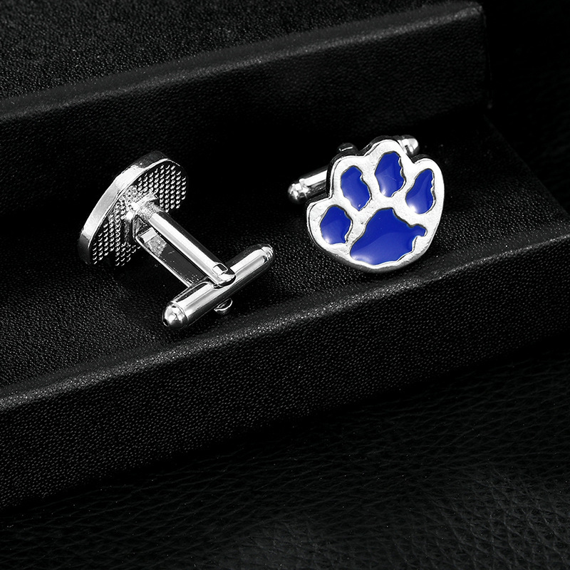 moda nuova lega metallo blu orso zampa gemelli personalità creativa goccia di olio camicia polsino unghie_voghion.com