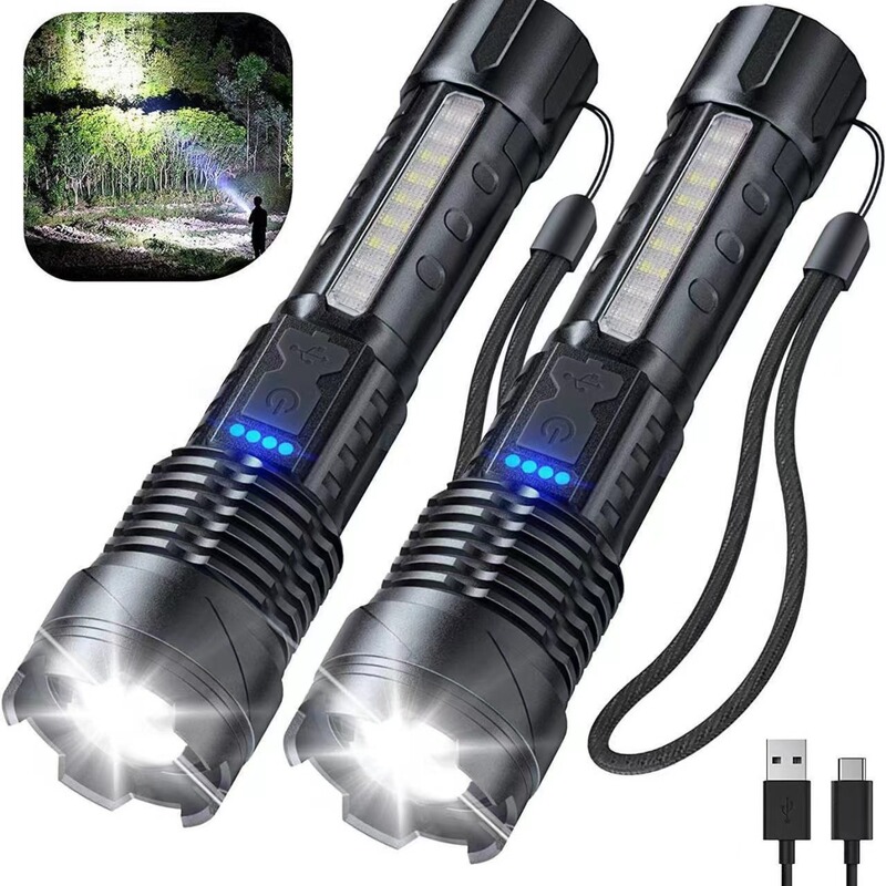 Multifunctional outdoor flashlight aluminum alloy laser searchlight car portable work light LED warning light