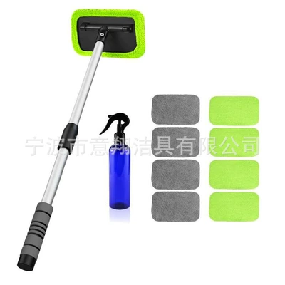 Car Windshield Cleaning Brush | Car cleaning tools - 1-set-b-type-eva-sheath-4-green-cloth-covers-4-gray-cloth-covers-1-blue-bottle-200ml