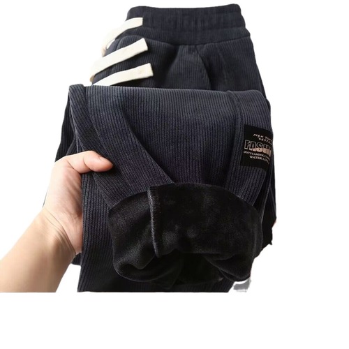 Linen Pants New Arrival Autumn/Winter Fleece Lined Ankle Sweatpants Youth Loose Fit Versatile Casual Sport Pants