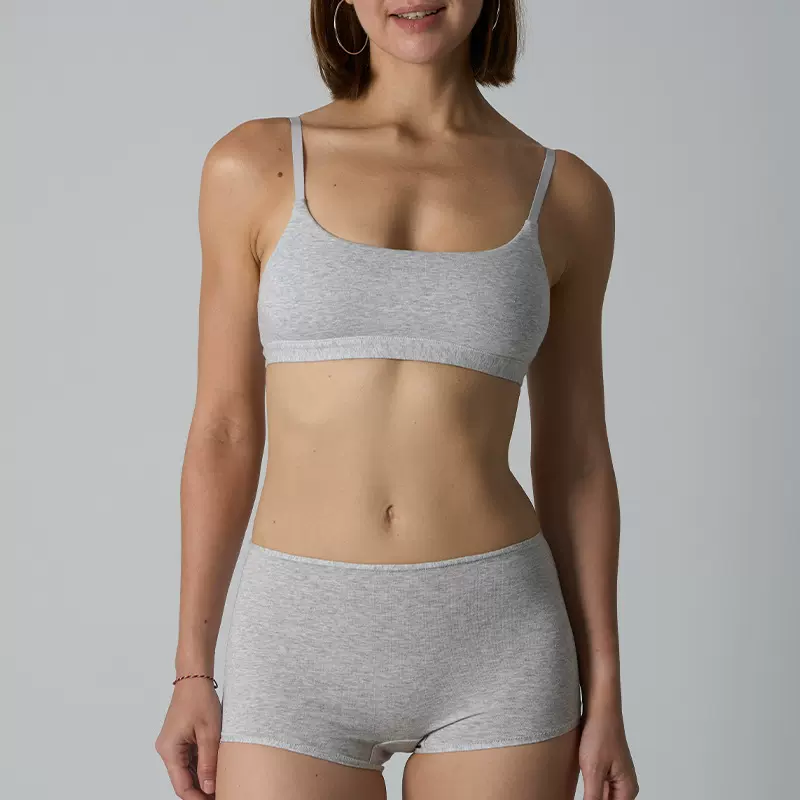 Cotton Bra Short棉氨无胸垫文胸内衣女纯棉平角短裤运动内衣套装