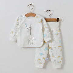 Baby and Children's 100% Cotton Category A Warm Home Clothes for Spring, High-Waisted Belly Protection Set for Toddlers and Kids Warm Innerwear