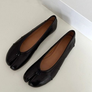 Cowhide version ~ 2024 new pleated leather soft bottom toe shoes women's lefu small leather shoes flat bottom Mary Jane shoes