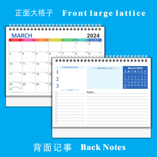 Manufacturer's 2024 English Desk Calendar Cross-border Amazon Simple Desk Calendar Countdown Schedule Desk Calendar