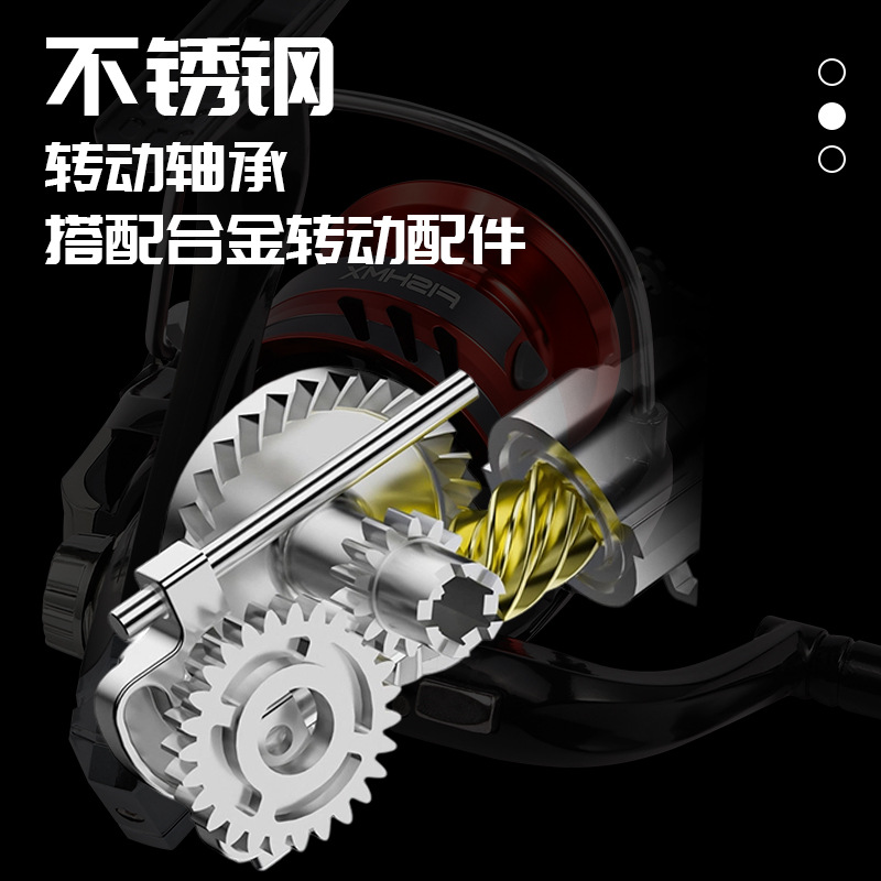 Carrete Giratorio con Cabezal de Metal con Brazo Basculante Plegable para Pesca con Señuelo