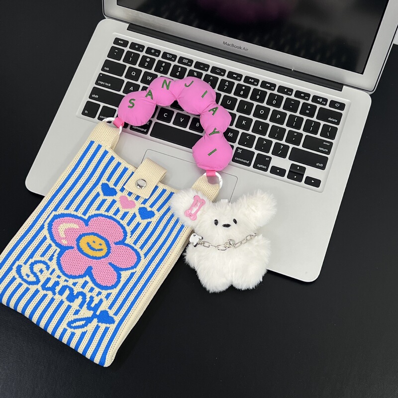 新しいかわいい韓国スタイルのスクエアバッグ漫画ニットバッグ携帯電話バッグ多用途ミニショルダークロスボディハンドバッグ女性のための|undefined