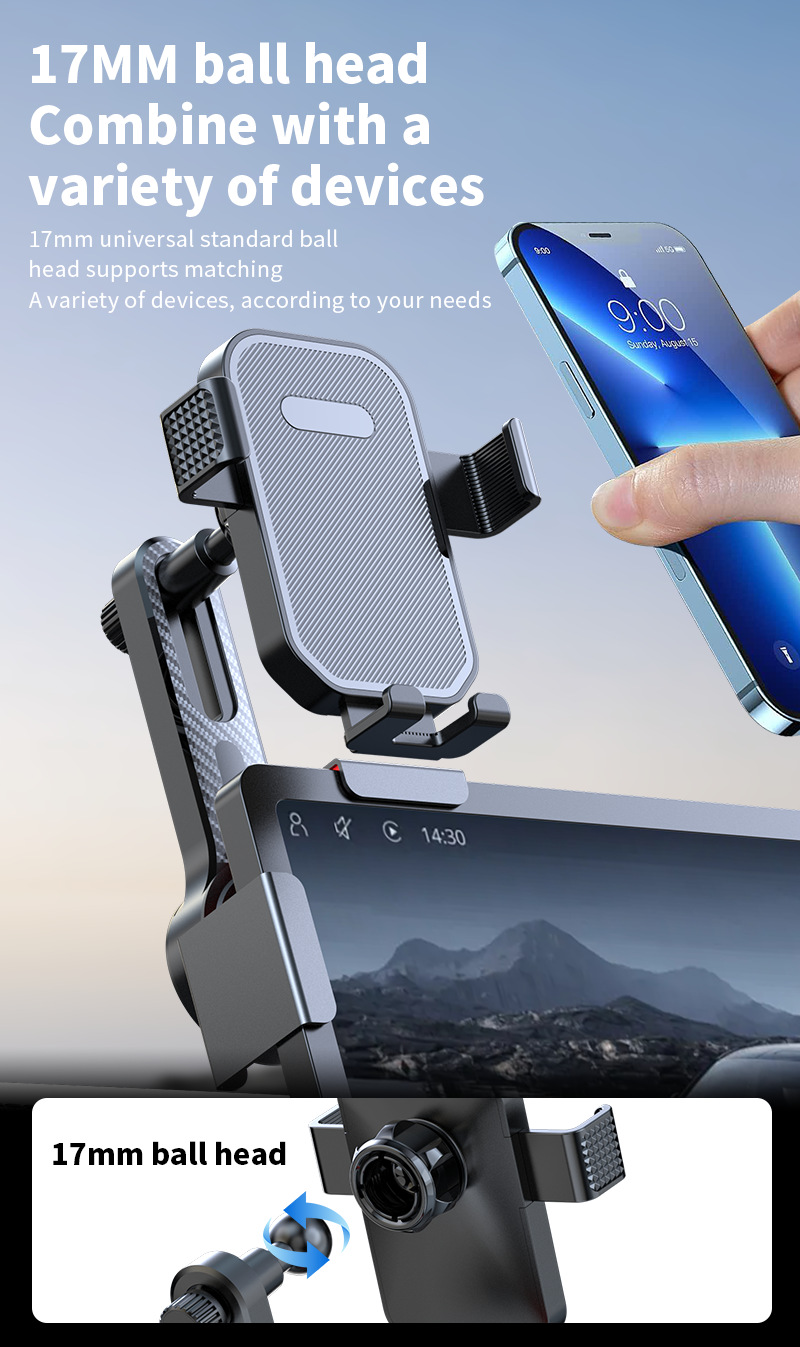 Car Mobile Phone Holder Multi-Functional Alloy New Energy Central Control Display Navigation Universal Non-Destructive Mobile Phone Support Bracket