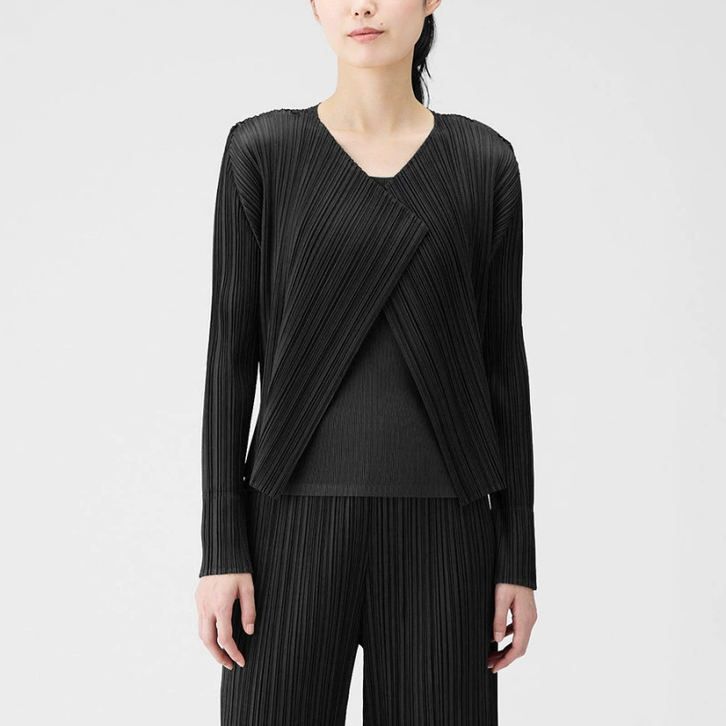 Куртка Miyake, весенне-осенняя качественная базовая свободная модная повседневная простая универсальная верхняя одежда с длинными рукавами и кардиганом для женщин