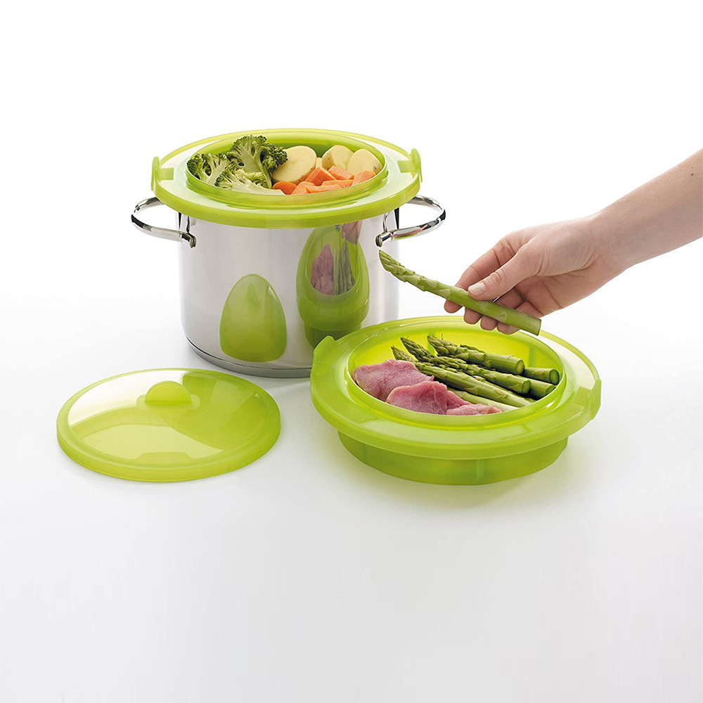 日式不粘锅硅胶蒸笼 耐热多用途蒸菜电饭煲蒸格可单双层厨房用具